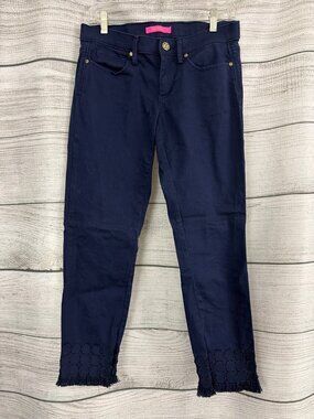 Lilly Pulitzer Navy South Ocean Skinny Crop Pants Size 6